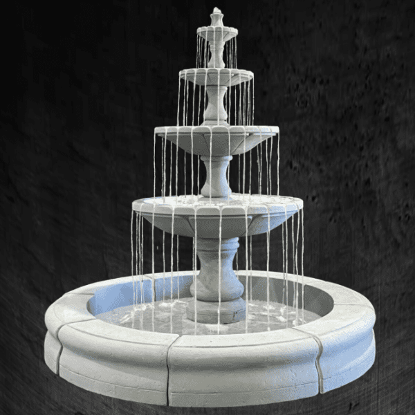 Fiore Stone Monaco 4-Tier Fountain with Fiore Pond