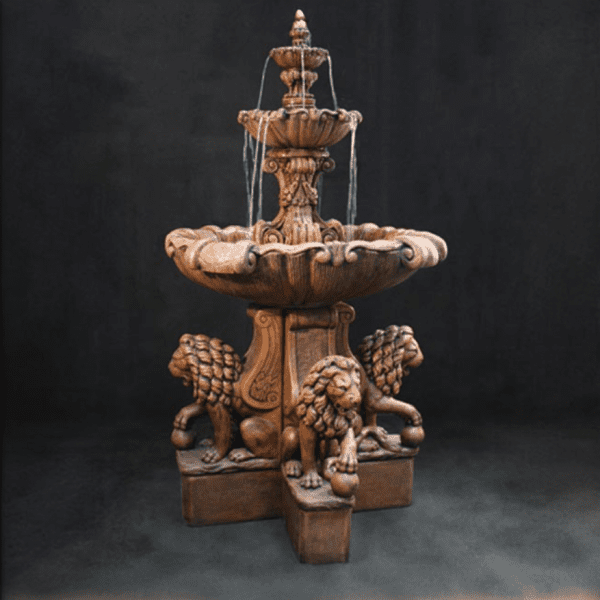 Fiore Extra Large Vesuvio Fountain with Lion Pedestals.