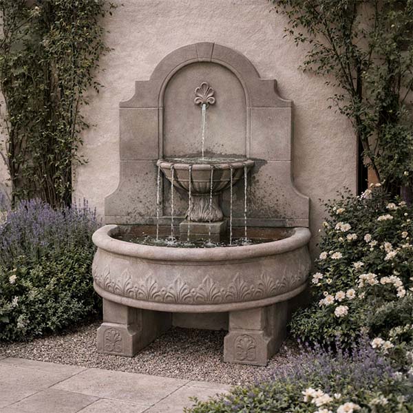 Fiore Provincial Wall Fountain with Pedestals