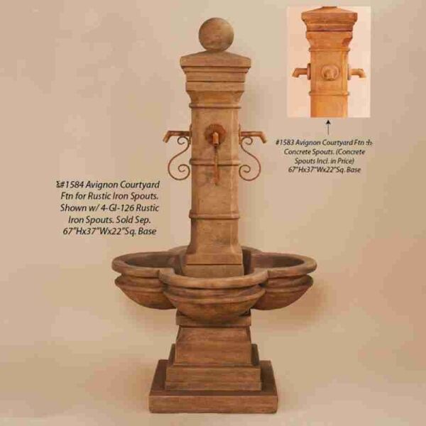 Giannini Garden Avignon Courtyard Fountain For Rustic Iron Spouts