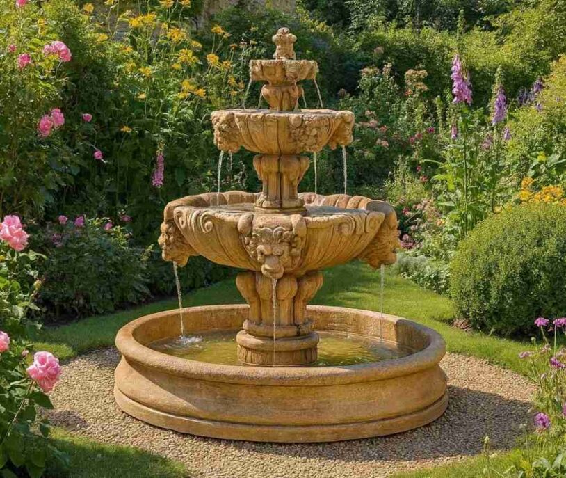 Fiore Lion Fountain with 55" basin