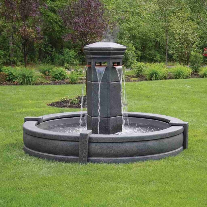 Massarelli Volterra Column Fountain with 6’ Fiberglass Pool